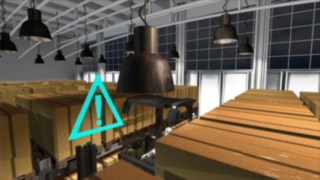 Der optionale Gangsicherheitsassistent für die Linde Schmalganggeräte hilft dem Fahrer Schäden an Fahrzeug, Regal und Ware zu vermeiden. Die Animation zeigt die Funktionalität des optionalen Gangsicherheitsassistenten für die Linde Schmalganggeräte.